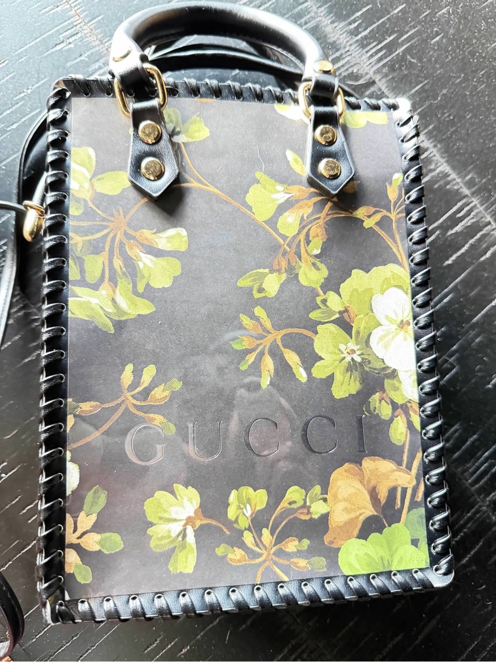 OOAK Upcycled Gucci Floral Handbag – Hand-Laced Crossbody Tote - Picture 6 of 12